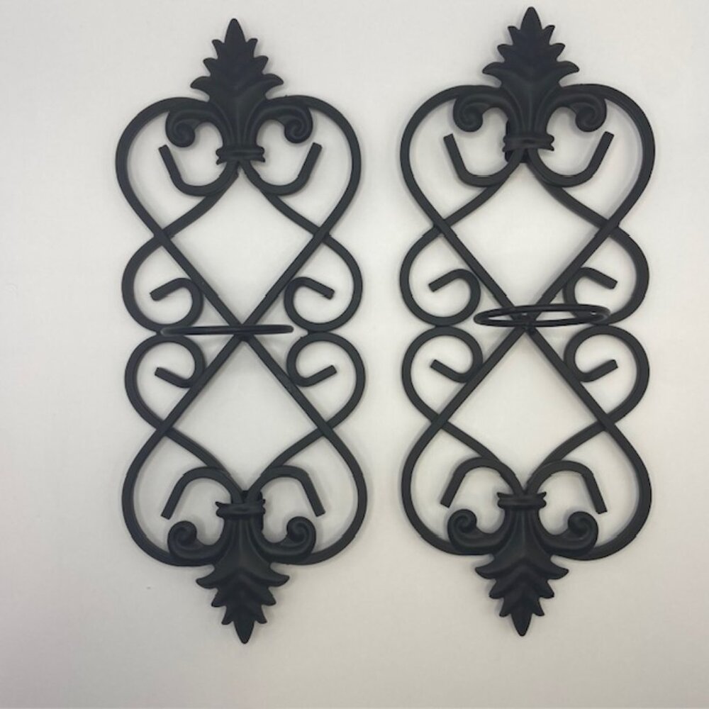 Iron/Metal Wall Sconces w/Votive Candle Holders ~ Set of 2 w/Mounting Brackets